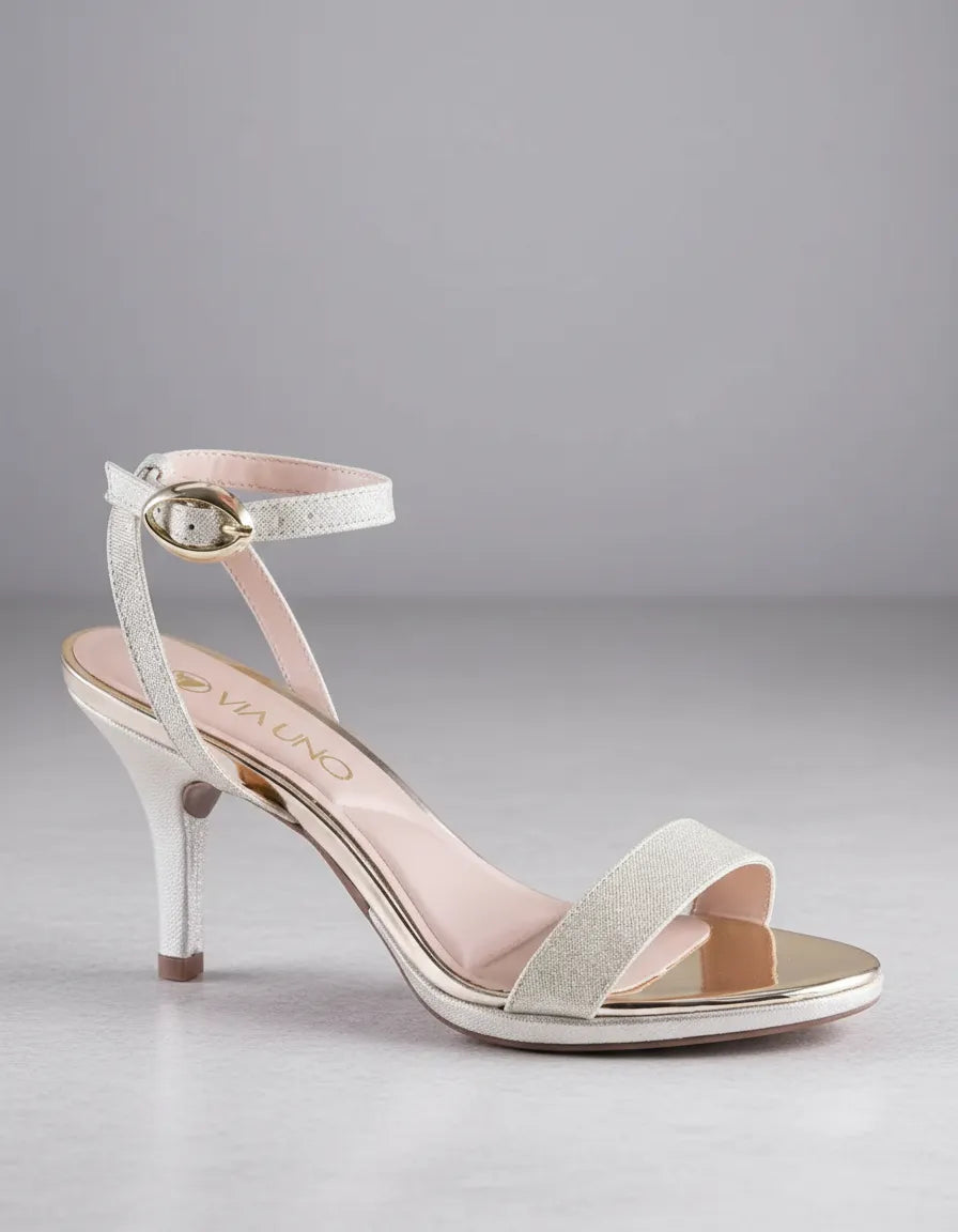Sandalia Salto Alto 1029003 Glitter Prata