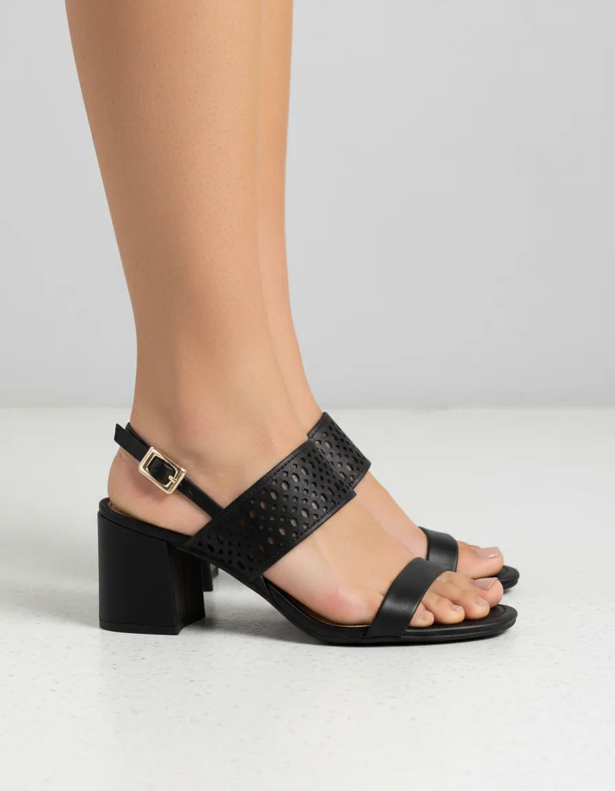 Sandalia Salto Medio 858049 Napa Rock Preto
