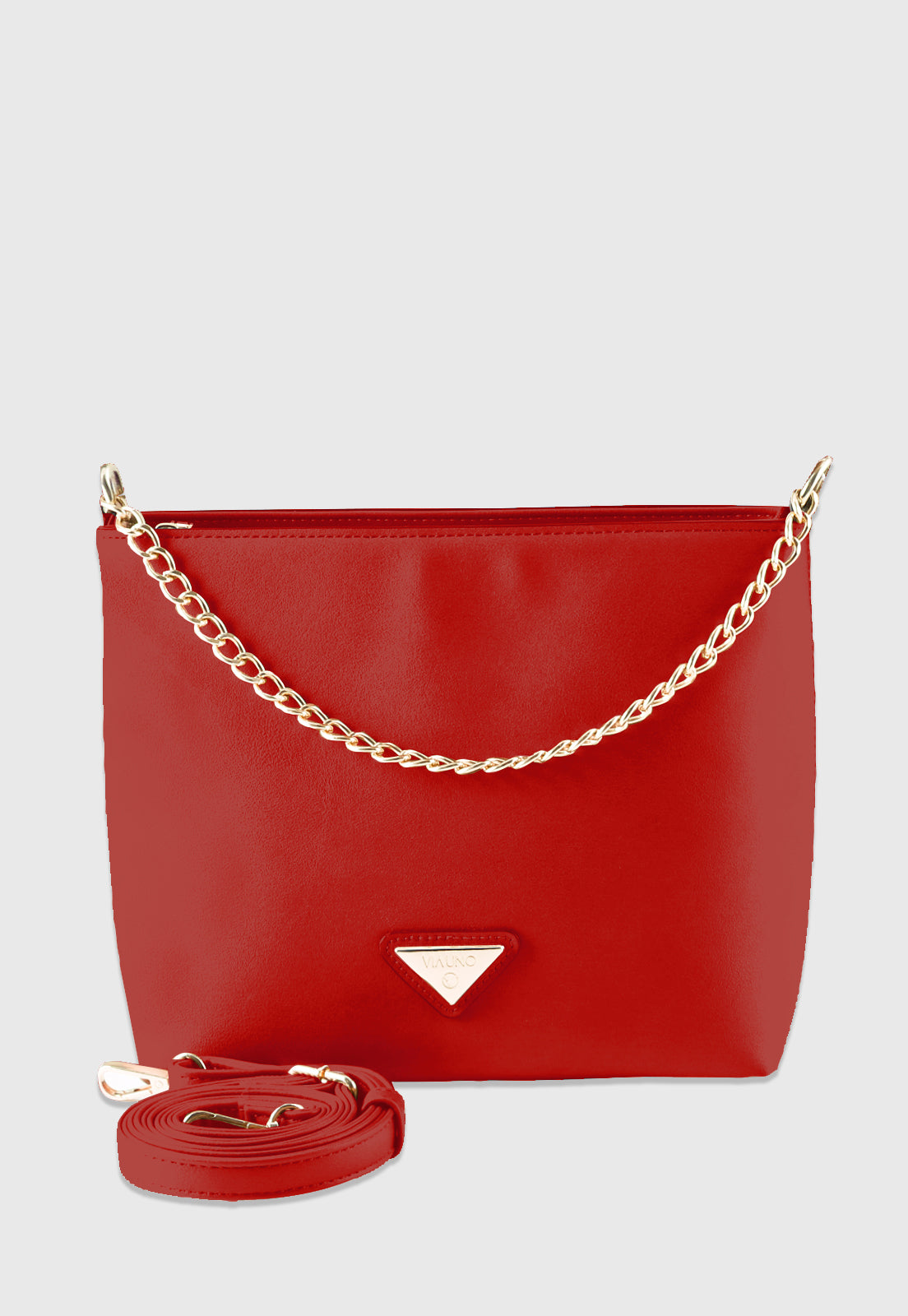 Bolsa Transversal VU2579 cor Vermelho com Corrente