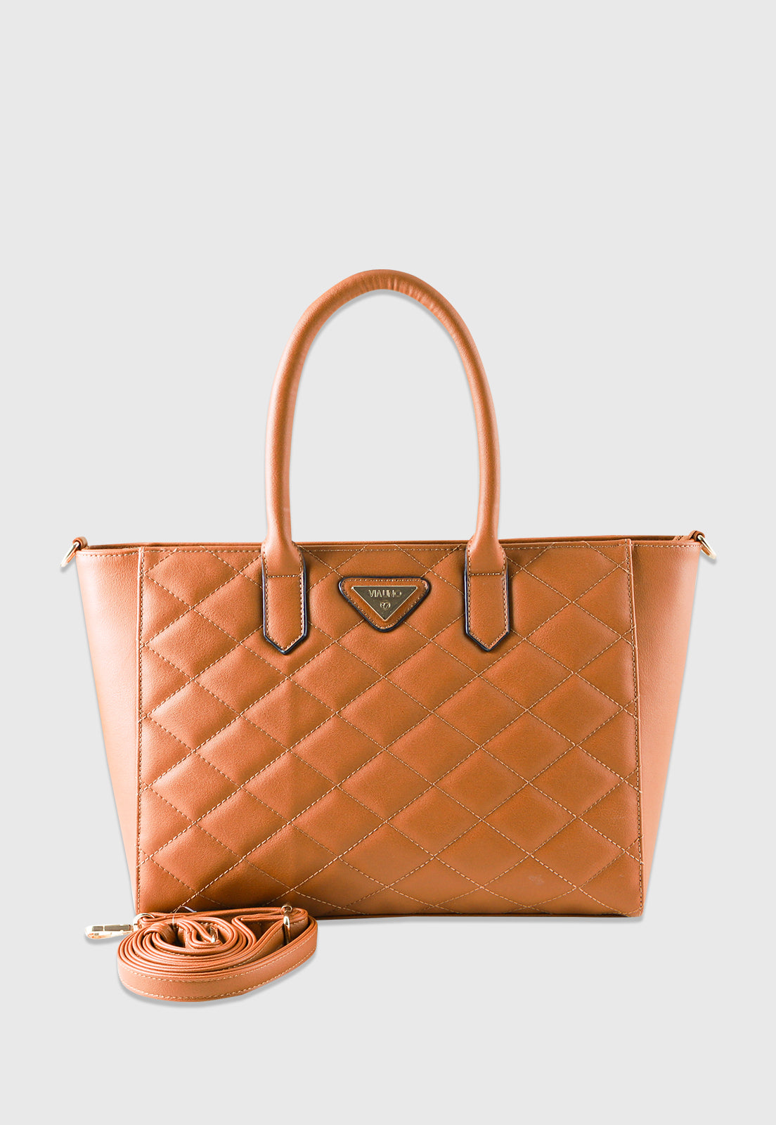 Bolsa Tote VU2584 cor Caramelo Metalassê