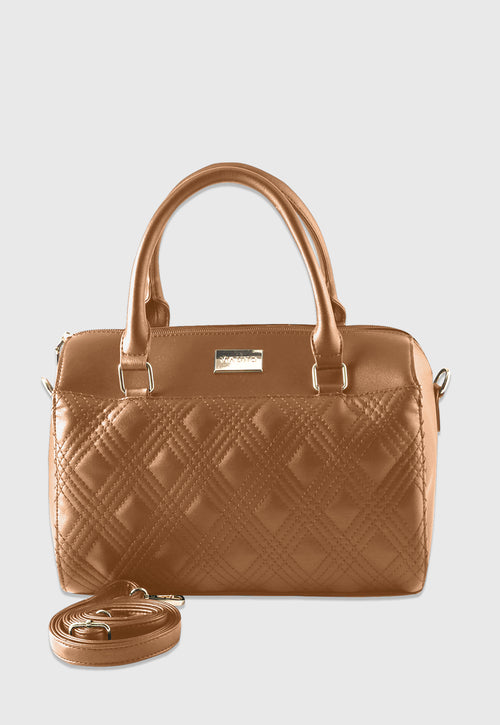 Bolsa Estruturada VU2599 cor Caramelo Metalassê