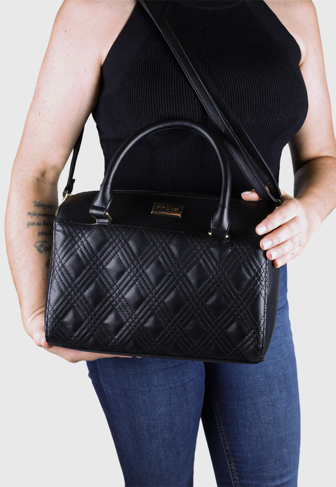 Bolsa Estruturada VU2599 cor Preto Metalassê