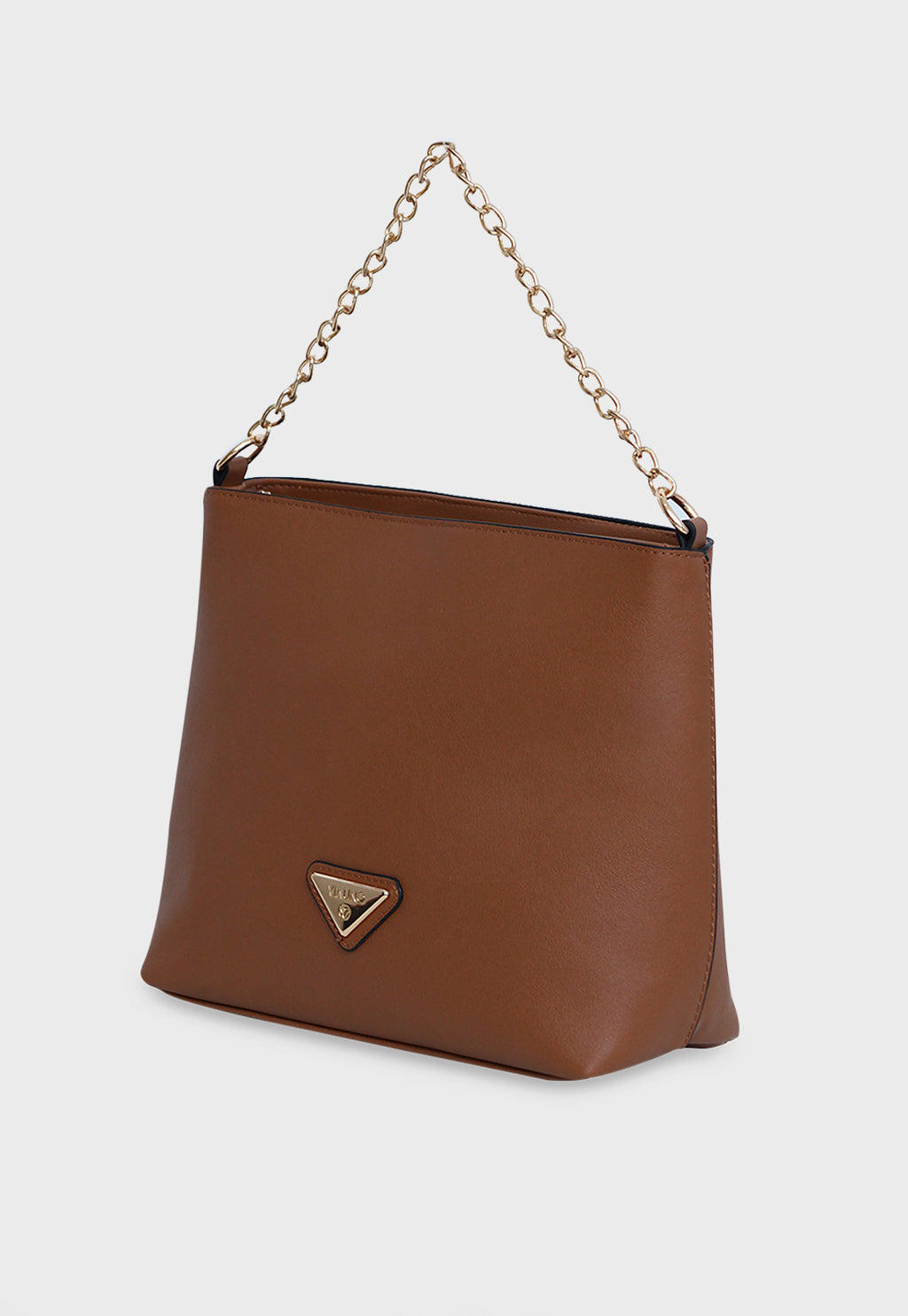 Bolsa Transversal VU2579 cor Caramelo com Corrente