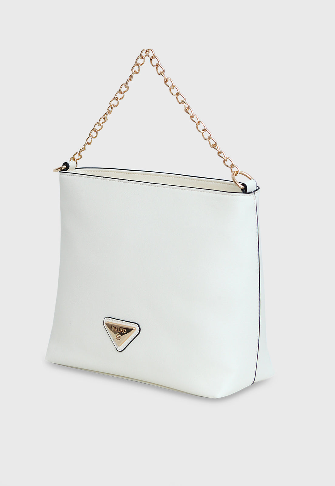 Bolsa Transversal VU2579 cor Off White com Corrente
