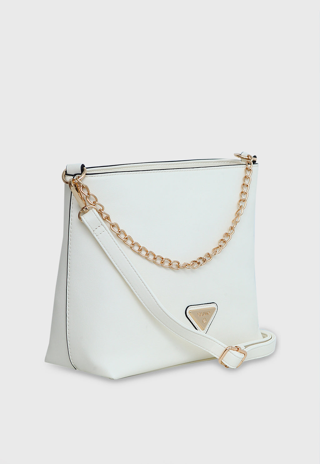 Bolsa Transversal VU2579 cor Off White com Corrente
