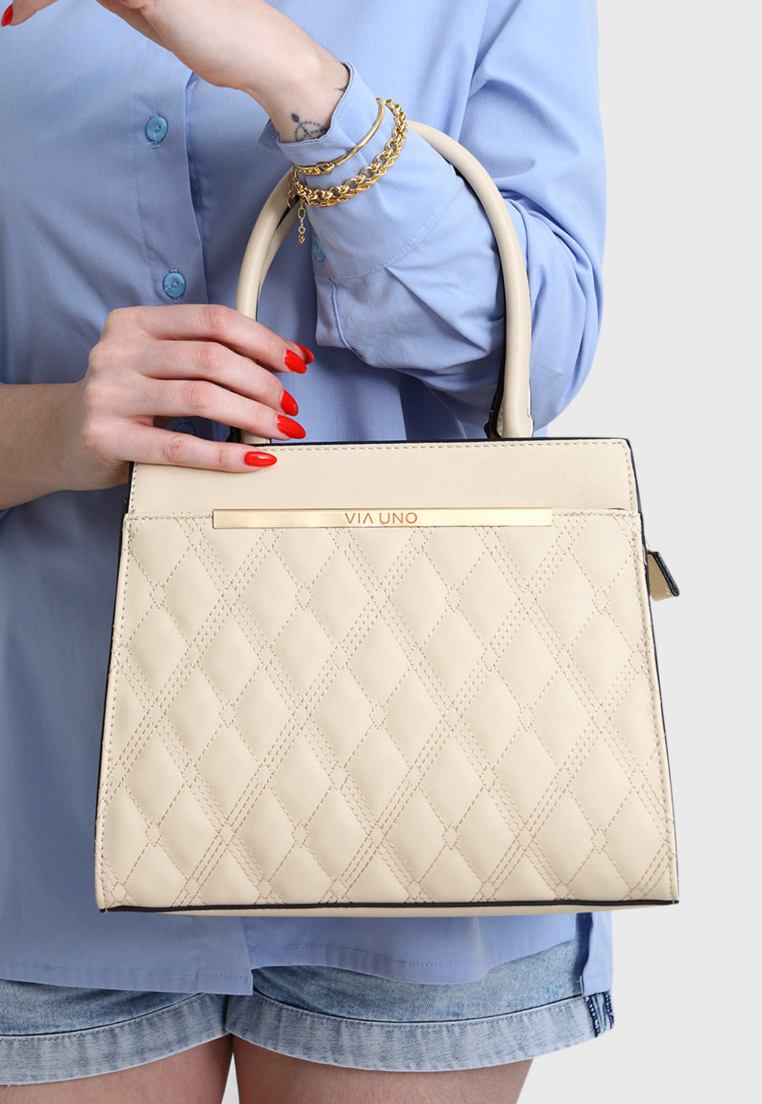 Bolsa Tote VU2586 cor Chino Matelassê