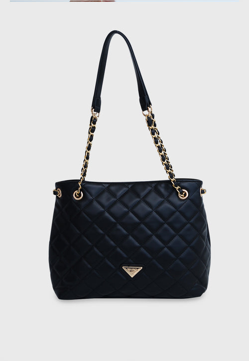 Bolsa Shoulder VU2592 cor Preto Matelassê com Corrente