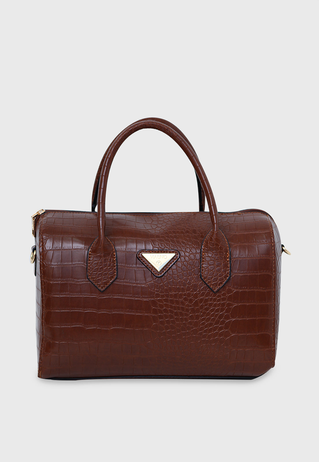 Bolsa Estruturada VU2598 cor Castanho Croco