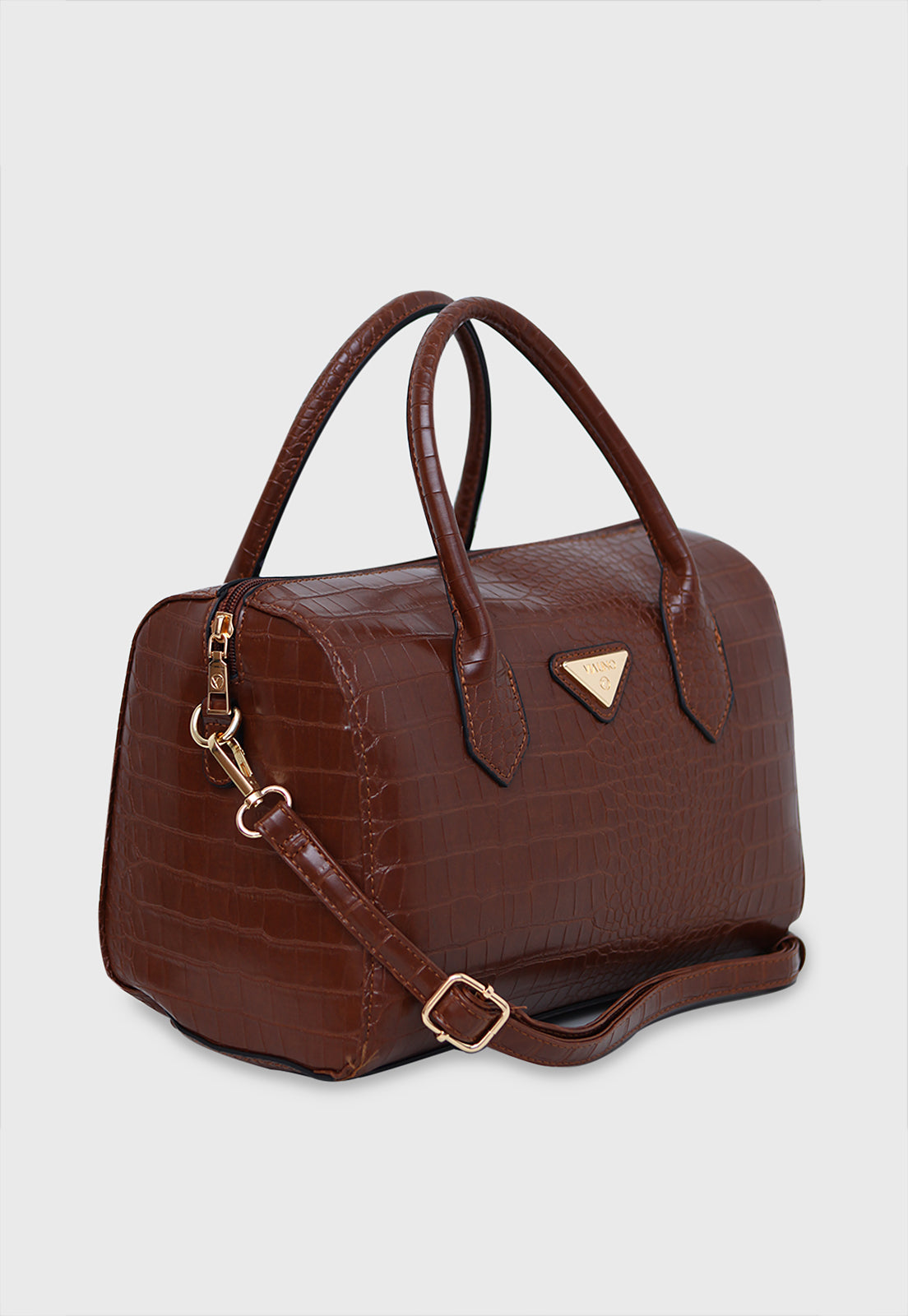 Bolsa Estruturada VU2598 cor Castanho Croco