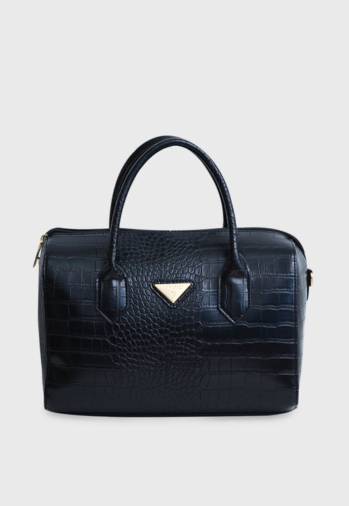 Bolsa Estruturada VU2598 cor Preto Croco