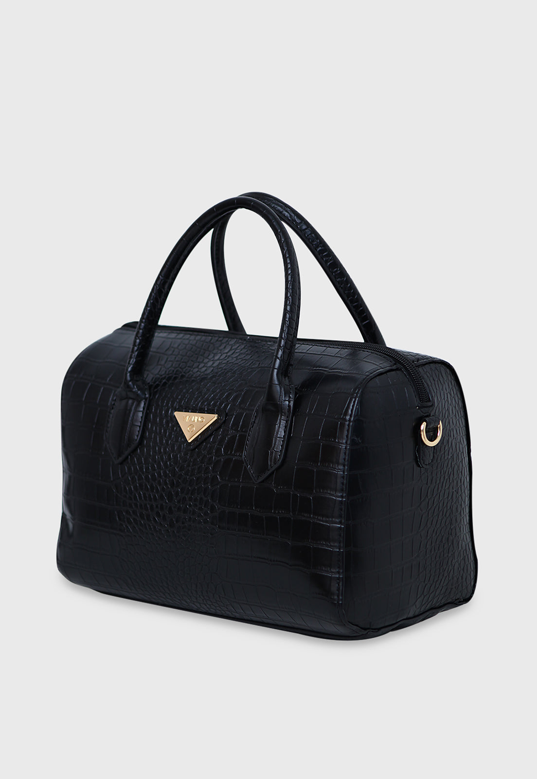 Bolsa Estruturada VU2598 cor Preto Croco