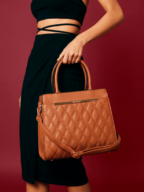 Bolsa Tote VU2586 cor Caramelo Matelassê