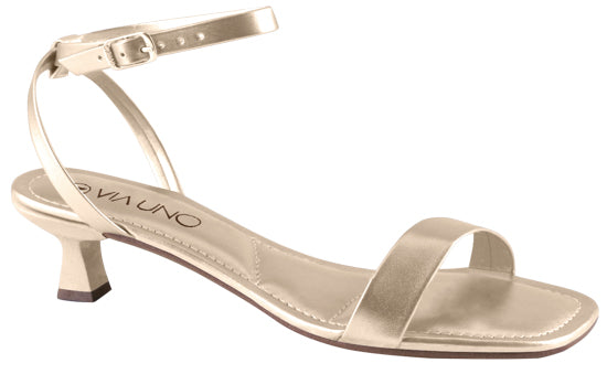 Sandalia Salto Baixo 876001 Metalizado Ouro Light
